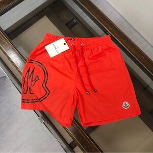 Moncler Bright Red Logo Swim Shorts